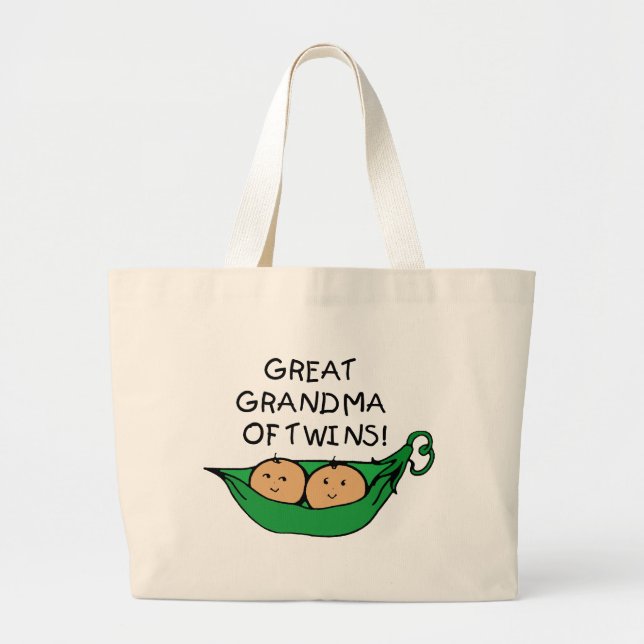 Great Grandma of Twins Pod Large Tote Bag (Front)