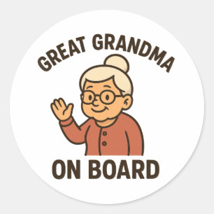 Great Grandma On Board Cute Family Classic Round Sticker