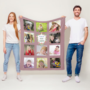 GREAT GRANDMA Photo Collage Blanket Mauve