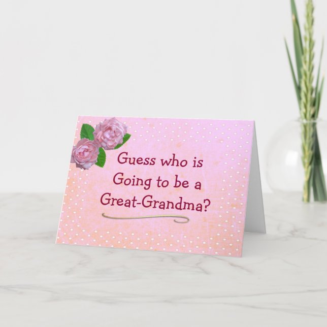Great Grandma Pink and Polka Dot Announcemen Card (Front)