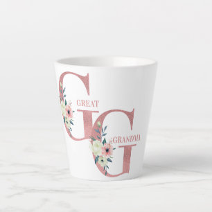 Great Grandma Pink Glitter Flower Letters Latte Mug