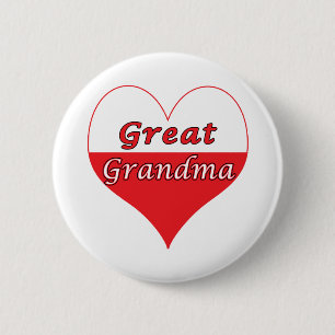 Great Grandma Polish Heart 2 Inch Round Button