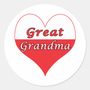 Great Grandma Polish Heart Classic Round Sticker