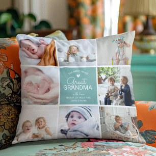 GREAT GRANDMA 'the most loved' Photo Collage Throw Throw Pillow