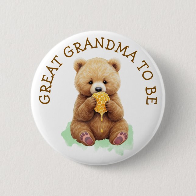 Great Grandma to Be | Bear Boy's Baby Shower 2 Inch Round Button (Front)
