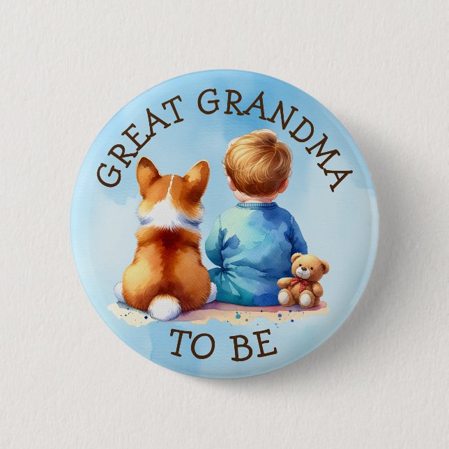 Great Grandma To Be | Boy's Baby Shower 2 Inch Round Button (Front)
