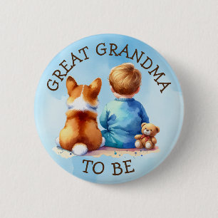 Great Grandma To Be   Boy's Baby Shower 2 Inch Round Button