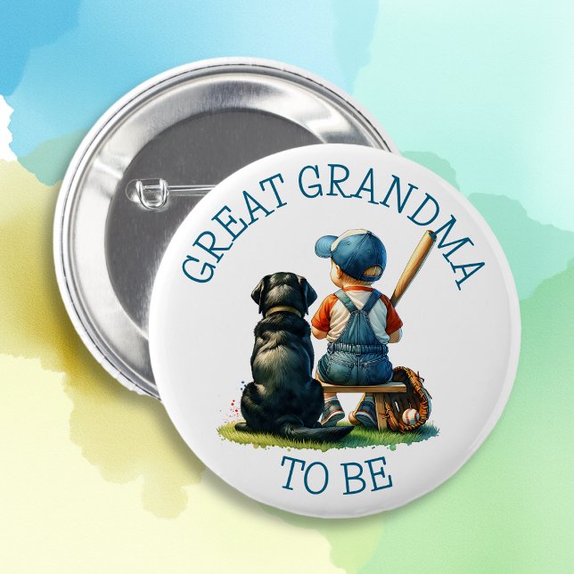 Great Grandma To Be | Boy's Baseball Baby Shower  2 Inch Round Button (Creator Uploaded)