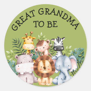 Great grandma to be  classic round sticker