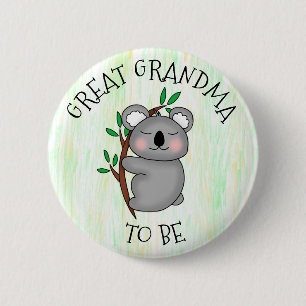 Great Grandma To Be   Koala themed Baby Shower 2 Inch Round Button