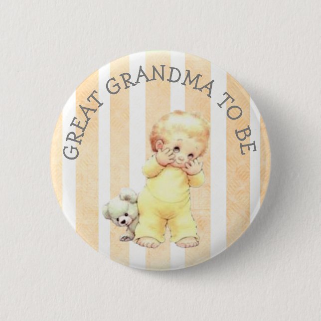 Great Grandma to be Vintage Baby Boy Button (Front)
