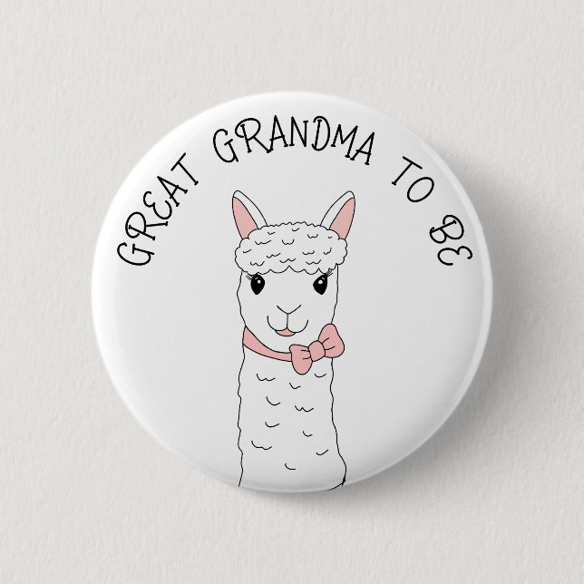 Great Grandma To Be with Pink Bow 2 Inch Round Button (Front)
