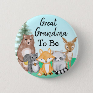 Great Grandma To Be Woodland Creatures Baby Shower 2 Inch Round Button