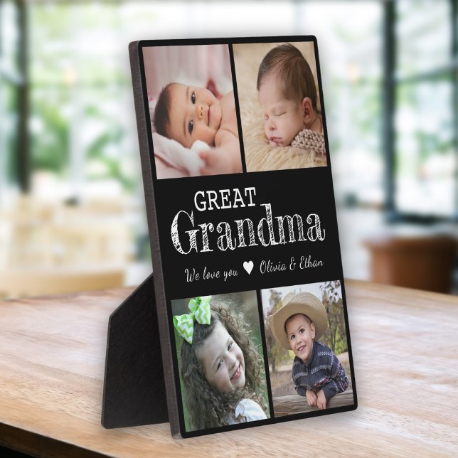Great Grandma We Love You 4 Photo Collage Black Plaque (Creator Uploaded)