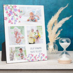 Great Grandma You're The Best 4 Photo Ditsy Flower Plaque