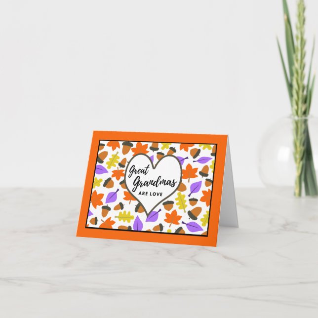Great Grandmas Are Love Autumn Birthday Leaves Card (Front)