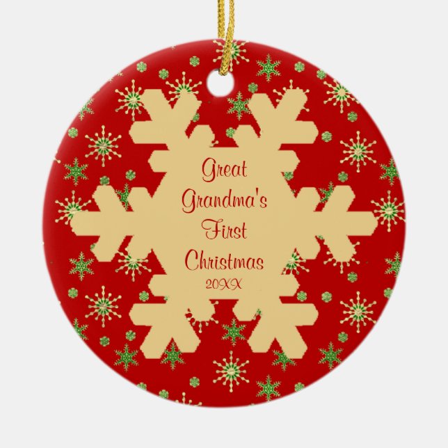 Great Grandma's First Christmas Snowflake Ornament (Front)