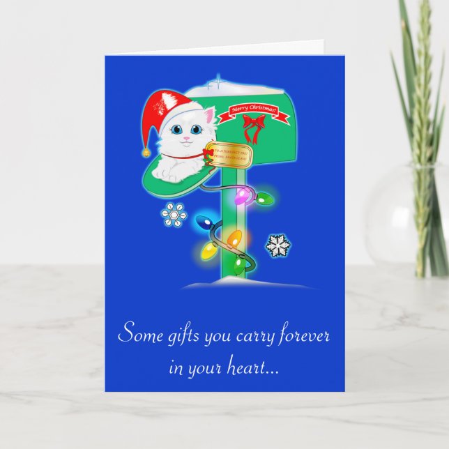 Great-Grandmother Christmas Kitten in Mailbox Holiday Card (Front)