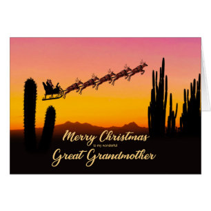 Great Grandmother Christmas Santa Over Desert