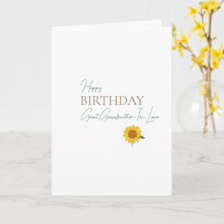 Great Grandmother-In-Law Birthday Sunflower Card