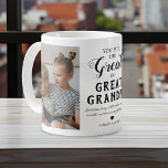 Great Grandpa Family Photo Two-Tone Coffee Mug<br><div class="desc">Modern great-grandfather picture mug featuring the cute saying "you put the great in great grandpa",  2 photos of the grandchildren,  a heart,  their names,  and the caption "Grandpas bring a little wisdom,  happiness,  warmth,  and love to every life they touch.".</div>