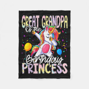 Great Grandpa Of The Birthday Princess Dabbing Uni Fleece Blanket