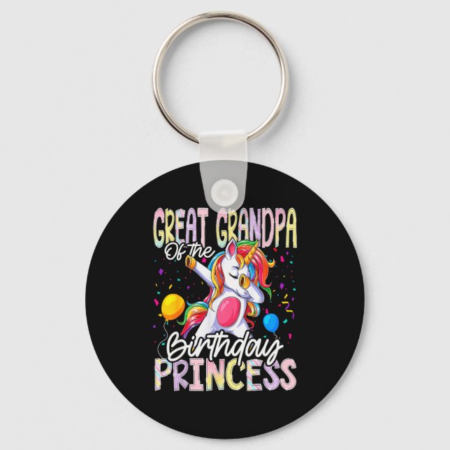Great Grandpa Of The Birthday Princess Dabbing Uni Keychain (Front)