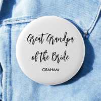 Great Grandpa of the Bride Black White Button