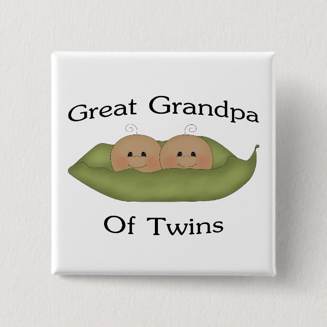 Great Grandpa Of Twins 2 Inch Square Button (Front)