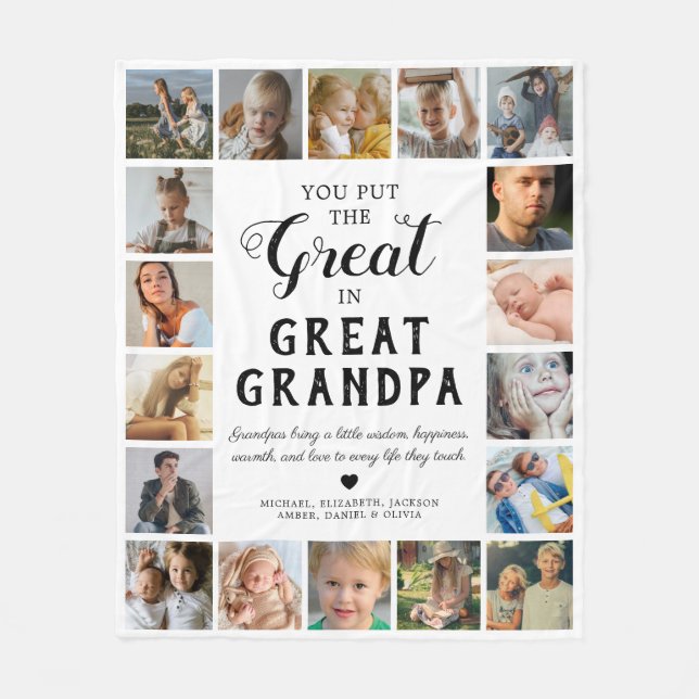 Great Grandpa Photo Fleece Blanket (Front)