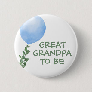 Great Grandpa to be Blue Balloon Baby Shower 2 Inch Round Button