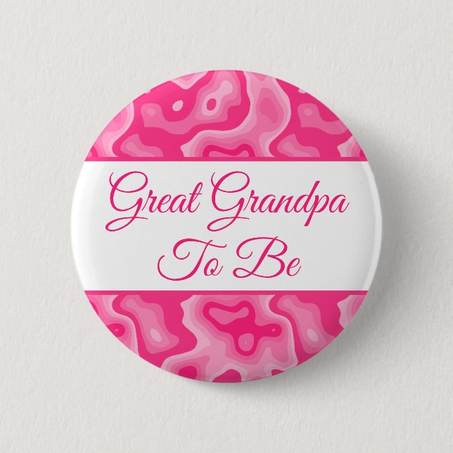 Great Grandpa To Be | Girl's Baby Shower  Button (Front)