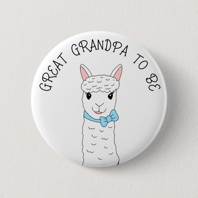 Great Grandpa To Be with Blue Bow 2 Inch Round Button (Front)