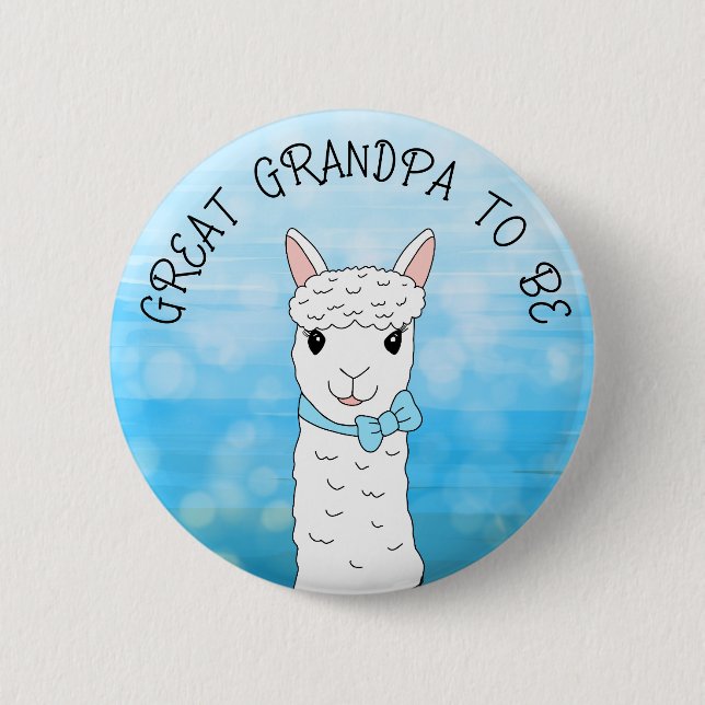 Great Grandpa To Be with Blue Bow 2 Inch Round Button (Front)