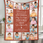 Great Grandparents Custom Terracotta Photo Collage Fleece Blanket<br><div class="desc">Wrap your great grandparents in a warm embrace with our Personalized Photo Collage Blanket, the perfect keepsake for any special occasion. This simple yet heartfelt blanket features a collage of 14 cherished photos, capturing unforgettable moments with family and highlighting the joy of being blessed with grandchildren. Thoughtfully crafted for grandparents,...</div>