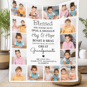 Great Grandparents Personalized Poem Photo Collage Fleece Blanket