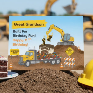 Great Grandson 11th Birthday Construction Site Card