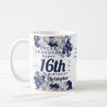 Great Grandson 16th Birthday Navy Coffee Mug<br><div class="desc">A gorgeous navy and silver balloon happy 16th birthday mug. This fabulous design is the perfect way to wish your great grandson or nephew a happy 16th birthday (or any age!) Personalize with our own custom name and message. Blue coloured typography.</div>