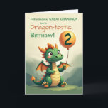 Great Grandson 2nd Birthday Cute Dragon Balloon Card<br><div class="desc">Send 2nd birthday wishes to your great grandson with this charming dragon-themed design. A friendly green dragon and balloon set against a soft,  storybook-style background make this card a sweet way to celebrate a magical second birthday for your little guy.</div>