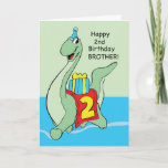 Great Grandson, 2nd Birthday Dinosaur Card<br><div class="desc">Wish a happy birthday to your great grandson as he turns two. 
A cute roaring dinosaur is shown on this card. Send your birthday wishes for him with this card. Perfect to give on his 2nd birthday.</div>