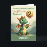 Great Grandson 2nd Birthday Personalize Cute Drago Card<br><div class="desc">A joyful way to celebrate a rare and special bond,  this 2nd birthday card for your great great grandson features a lovable green dragon,  gentle colours,  and a bright orange balloon. A sweet,  magical design for a cherished little boy’s big day.</div>