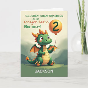 Great Grandson 2nd Birthday Personalize Dragon Card