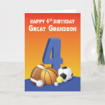 Great Grandson 4th Birthday Sports Balls Card<br><div class="desc">A colourful card to greet your great grandson a happy 4th birthday is right before your eyes. So search no more for the perfect card coz you’ve already found it. Get this one today to give him soon.</div>