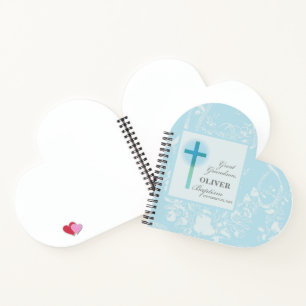 Great Grandson Baptism Blue Lace Personalized Notebook