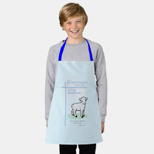 Great Grandson Baptism Blue Lamb Personalized Apron