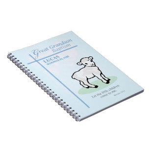 Great Grandson Baptism Blue Lamb Personalized Notebook
