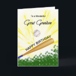Great Grandson Baseball Birthday Card<br><div class="desc">Give your baseball loving great grandson a baseball and bat card with an explosive baseball theme! A baseball and bat with the words 'To a wonderful great grandson'.</div>