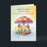 Great Grandson Birthday Cute Frogs Under Mushrooms Card<br><div class="desc">Celebrate your great grandson's birthday with this uniquely charming greeting card. Lovable frogs perched on and under mushrooms create a whimsical scene,  conveying wishes for a day filled with joy,  laughter,  and unforgettable adventures. Great for any age.</div>