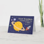 Great Grandson Birthday Planets in Outer Space Card<br><div class="desc">Wish your great grandson a happy birthday that is out of this world! Saturn is seen in the golden yellow colour with stars and other planets surrounding it. A rocket ship has just blasted off to wish happy birthday.</div>