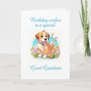 Great Grandson Birthday Puppy Dog  Card